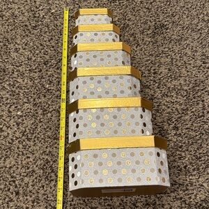 Set of 6 Gold and Silver Polka Dot Storage Boxes from broadway basketeers